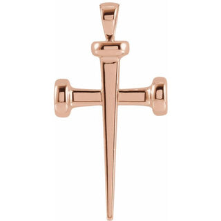 14K Rose 	28x14.71 mm Nail Cross Pendant