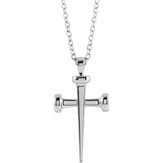 Sterling Silver Nail Cross 24" Necklace
