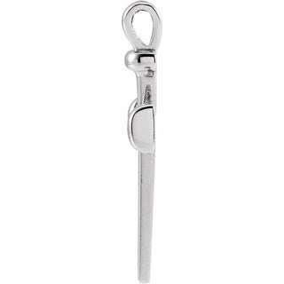 14K White 	28x14.71 mm Nail Cross Pendant