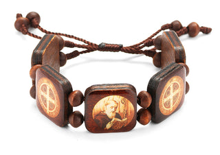10-Pack - Saint Benedict Square Wood Bracelet