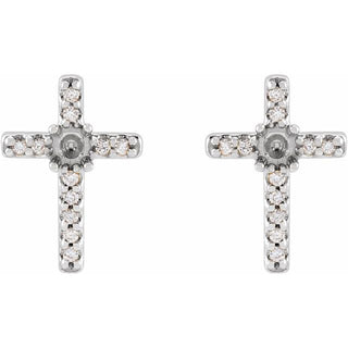 Platinum 2 mm Round .05 CTW Natural Diamond Semi-Set Cross Earrings