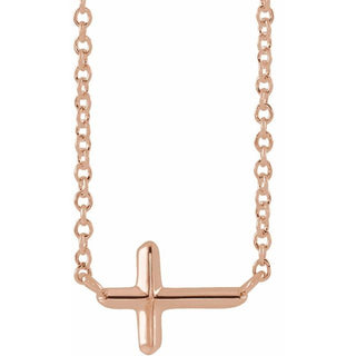 14K Rose Sideways Cross 16" Necklace