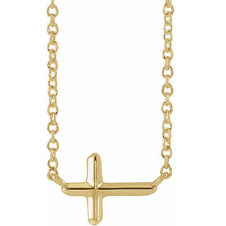 14K Yellow Sideways Cross 16" Necklace
