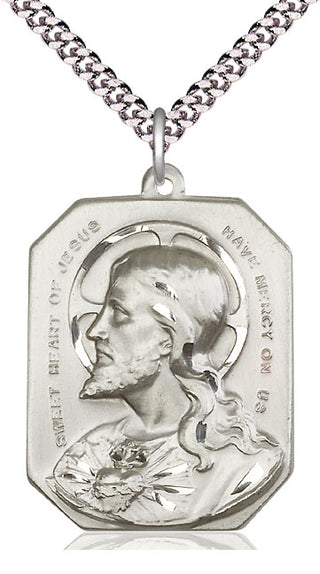 Sterling Silver Sacred Heart of Jesus Pendant Necklace