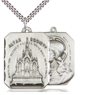 Sterling Silver Alter Society Pendant on an 24-inch Light Rhodium Heavy Curb Chain