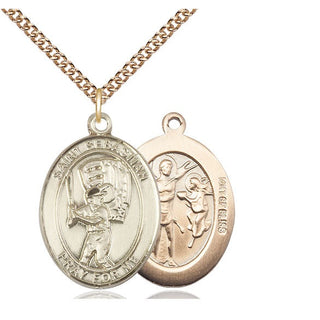14kt Gold Filled Saint Sebastian Baseball Medal Catholic Jewelry