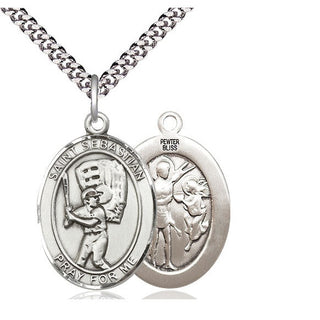 Pewter Saint Sebastian Baseball Medal Catholic Jewelry