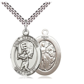 Sterling Silver Saint Sebastian Baseball Medal Catholic Jewelry