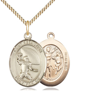 14kt Gold Filled Saint Sebastian Football Medal Catholic Jewelry