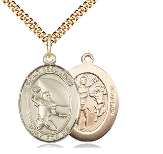 14kt Gold Filled Saint Sebastian Football Medal Catholic Jewelry