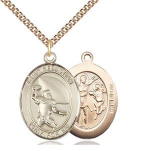 14kt Gold Filled Saint Sebastian Football Medal Catholic Jewelry