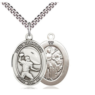 Pewter Saint Sebastian Football Medal Catholic Jewelry