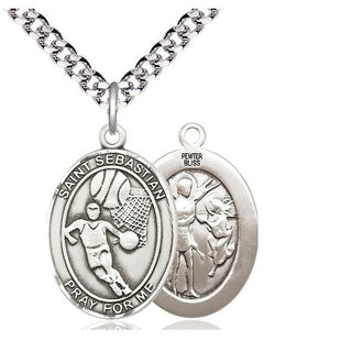 Pewter Saint Sebastian Basketball Medal Catholic Jewelry
