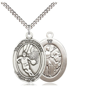 Pewter Saint Sebastian Basketball Medal Catholic Jewelry