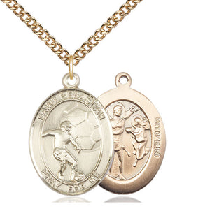 14kt Gold Filled Saint Sebastian Soccer Medal Catholic Jewelry