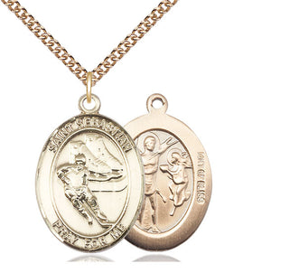 14kt Gold Filled Saint Sebastian Hockey Medal Catholic Jewelry