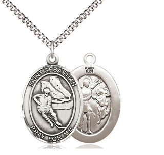 Pewter Saint Sebastian Hockey Medal Catholic Jewelry