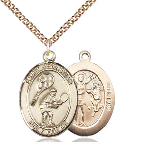 14kt Gold Filled Saint Sebastian Tennis Medal Catholic Jewelry