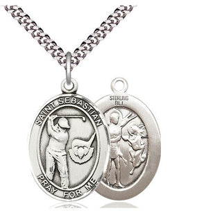 Sterling Silver Saint Sebastian Golf Medal Catholic Jewelry