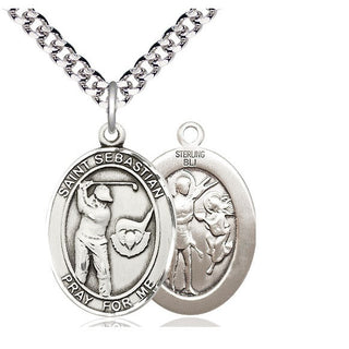 Sterling Silver Saint Sebastian Golf Medal Catholic Jewelry
