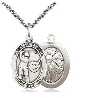 Sterling Silver Saint Sebastian Golf Medal Catholic Jewelry