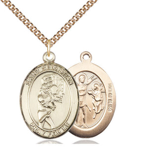 14kt Gold Filled Saint Sebastian Softball Medal Catholic Jewelry