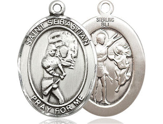 Sterling Silver Saint Sebastian Softball Medal Catholic Jewelry