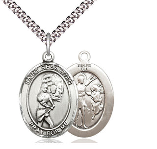 Sterling Silver Saint Sebastian Softball Medal Catholic Jewelry