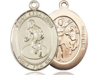 14kt Gold Filled Saint Sebastian Wrestling Medal