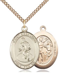 14kt Gold Filled Saint Sebastian Wrestling Medal Catholic Jewelry