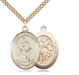 14kt Gold Filled Saint Sebastian Wrestling Medal Catholic Jewelry