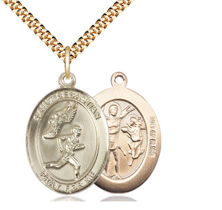 14kt Gold Filled Saint Sebastian Track and Field Medal Catholic Jewelry