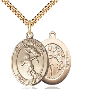 14kt Gold Filled Saint Sebastian Track and Field Medal Catholic Jewelry