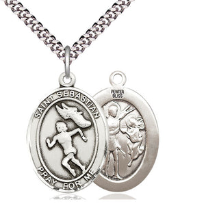 Pewter Saint Sebastian Track and Field Medal Catholic Jewelry