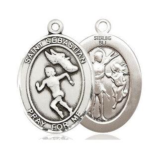 Sterling Silver Saint Sebastian Track and Field Medal Catholic Jewelry