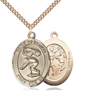 14kt Gold Filled Saint Sebastian Swimming Medal Catholic Jewelry