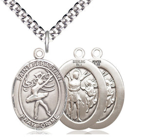 Pewter Saint Sebastian Dance Medal Catholic Jewelry