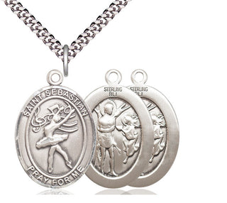 Sterling Silver Saint Sebastian Dance Medal Catholic Jewelry
