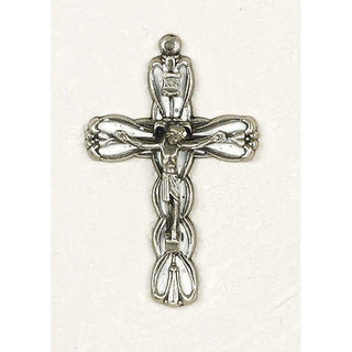 Bulk Flower Cross Silver Tone and Enamel