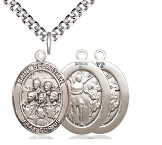 Pewter Saint Sebastian Choir Medal Catholic Jewelry