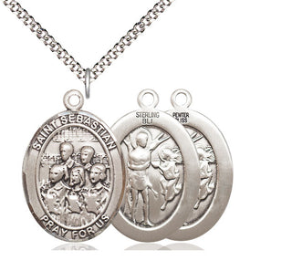 Pewter Saint Sebastian Choir Medal Catholic Jewelry