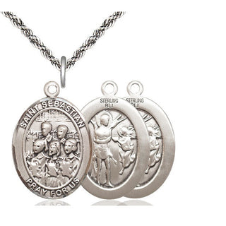 Sterling Silver Saint Sebastian Choir Medal Catholic Jewelry