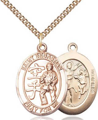 14kt Gold Filled Saint Sebastian Karate Medal Catholic Jewelry