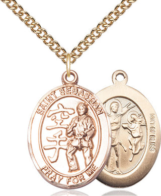14kt Gold Filled Saint Sebastian Karate Medal Catholic Jewelry