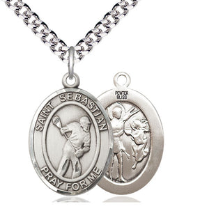 Pewter Saint Sebastian Lacrosse Medal Catholic Jewelry