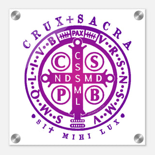St. Benedict Medal Purple Acrylic Wall Plaque - view 3