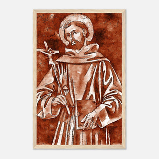Sepia Franciscan Saint with Crucifix Framed Print