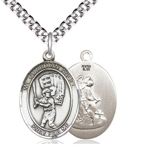 Pewter Guardian Angel Baseball Medal Catholic Jewelry