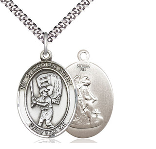 Sterling Silver Guardian Angel Baseball Medal Catholic Jewelry