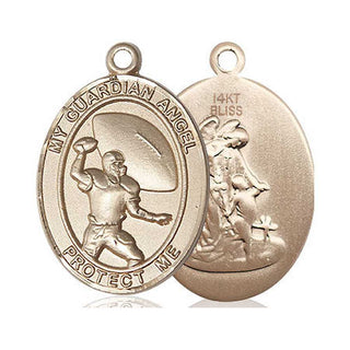 14kt Gold Guardian Angel Football Medal